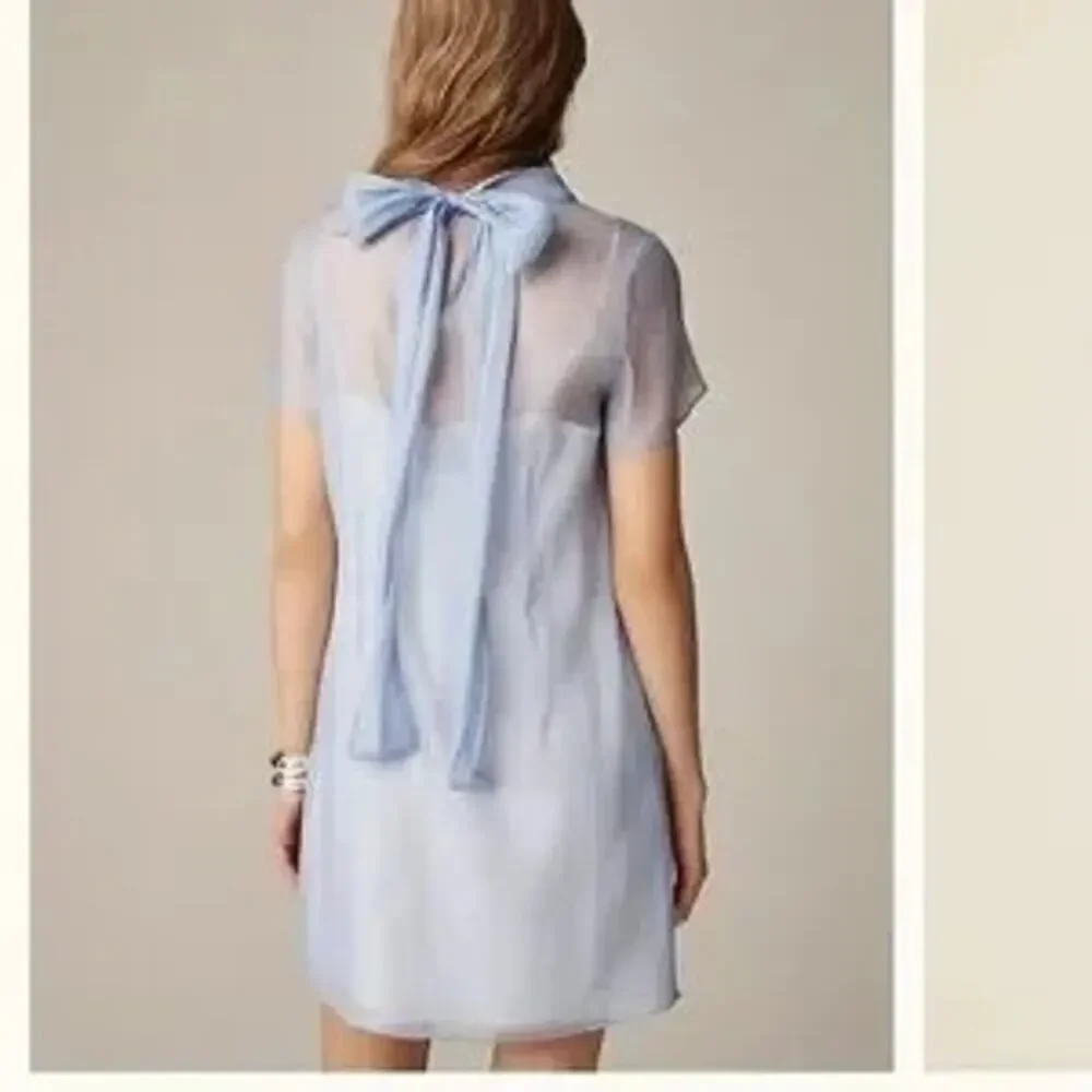 NWT J Crew Collection Bow-Tie Slip Dress in Organza Blue Size 10 - Picture 2 of 3